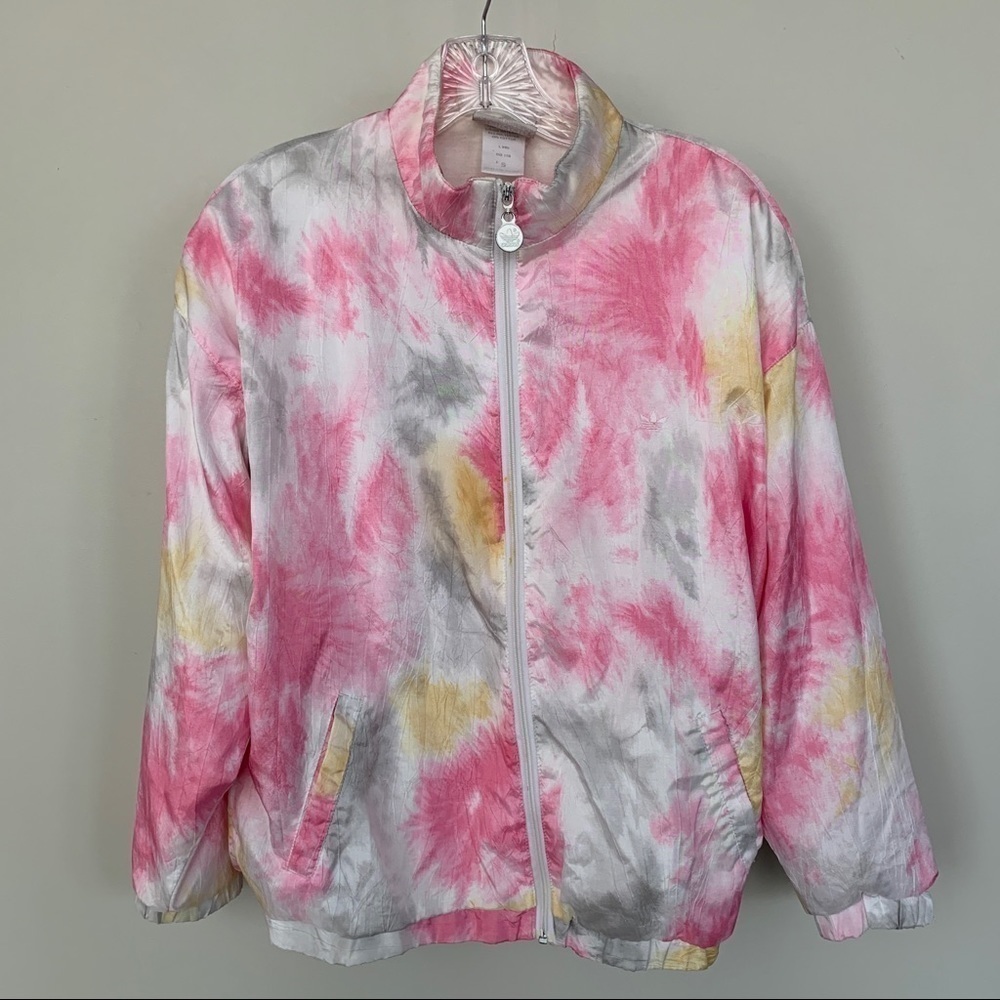Adidas Vintage Tie Dye Pink White Yellow Full Zip Jacket Size S